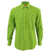 Regular Fit Long Sleeve Shirt - Green Abstract Segments