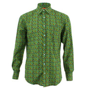 Regular Fit Long Sleeve Shirt - Green & Blue Triangles