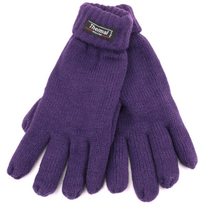 Gants thermiques à poignets repliables - prune