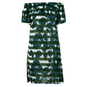 Shirred Comfy Dress - Tree Stripe