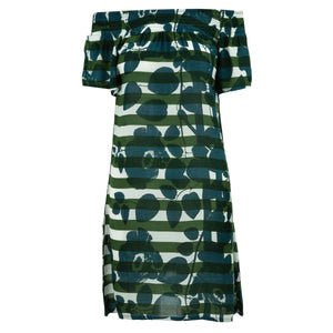 Gerafftes, bequemes Kleid – Baumstreifen