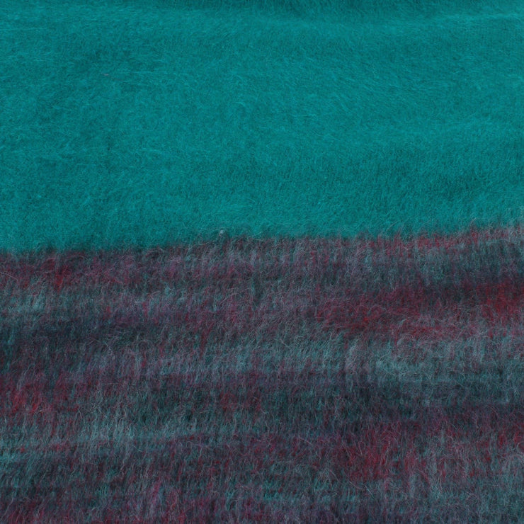 Tibetan Wool Blend Shawl Blanket - Teal with Maroon Reverse