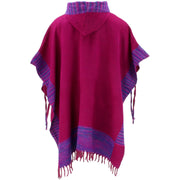 Soft Vegan Wool Hooded Tibet Poncho - Plum Purple