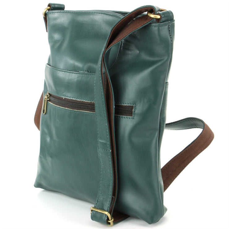 Real Leather Cross Body Messenger Shoulder Bag - Green