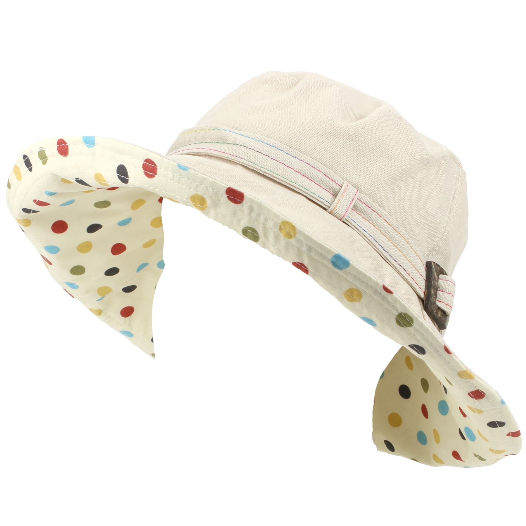 Ladies Linen Sun Hat with Shapeable Brim and Spotty Under Brim LoudElephant
