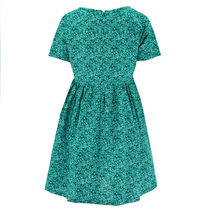 Empire Line Tea Dress - Delicate Teal Flower