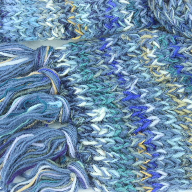 Chunky Wool Knit Scarf - Space Dye - Dark Blue