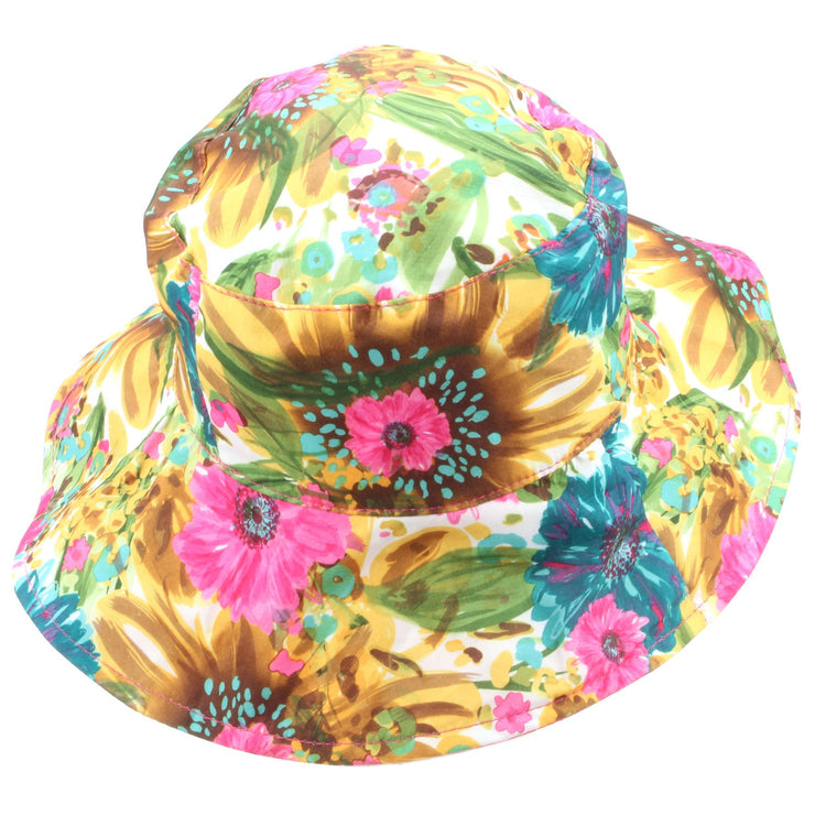 Reversible floral bucket sun hat - White