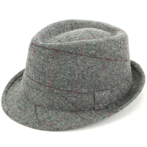 Chapeau fedora trilby en tweed - gris clair
