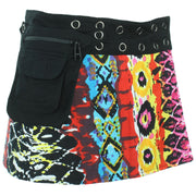 Reversible Popper Wrap Children's Size Mini Skirt - Multi Patch Strips / Psychedelic Snakeskin