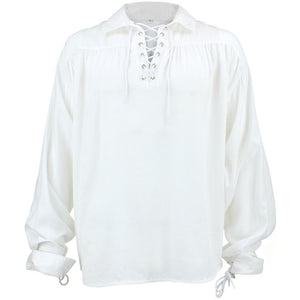 Chemise pirate en rayonne manches longues - blanc