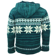 Hand Knitted Wool Hooded Jacket Cardigan - Fairisle Teal