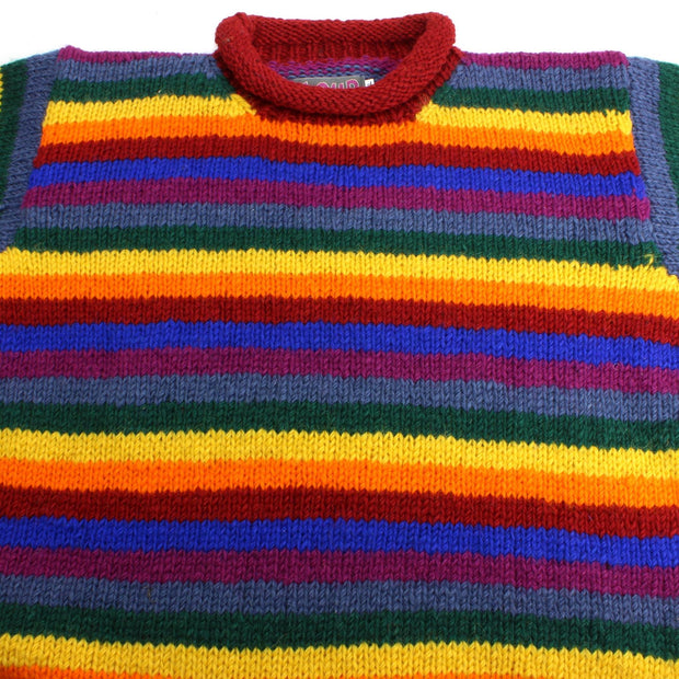 Chunky Wool Knit Striped Jumper - Rainbow