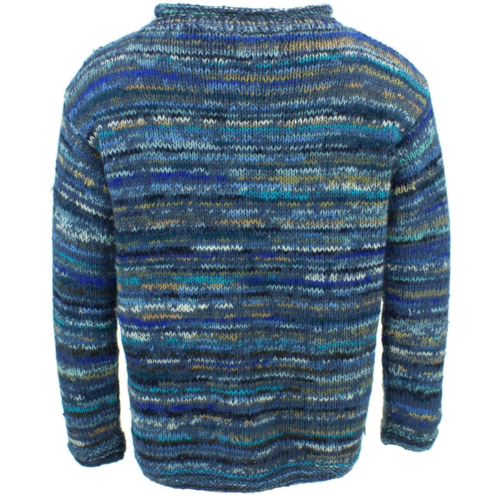 Chunky Wool Knit Space Dye Jumper - Ocean Blue