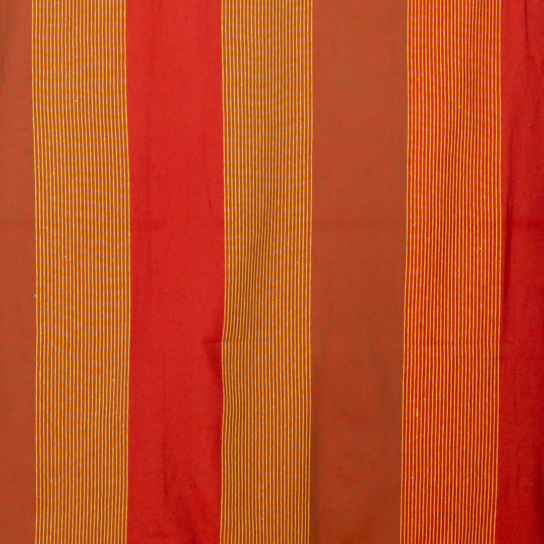 Striped Cotton Blanket With Tassel Edging - Carrot Orange Red