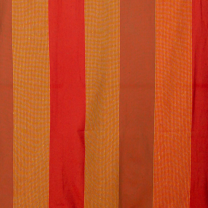 Striped Cotton Blanket With Tassel Edging - Carrot Orange Red