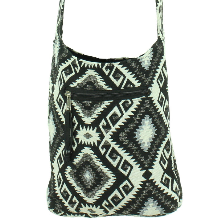 Cotton Canvas Sling Shoulder Bag - Aztec Black