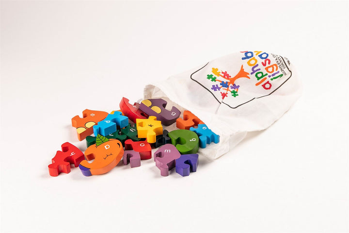 Handmade Wooden Jigsaw Puzzle - Alphabet Dinosaur