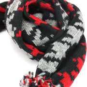 Chunky Wool Knit Scarf - Red Houndstooth