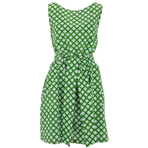 Kleid mit Gürtel – grünes Gitter