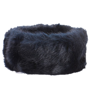 Elasticated Faux Fur headband with fleece lining - Navy