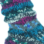 Chunky Wool Knit Abstract Pattern Fleece Lined Socks - 17 Blue