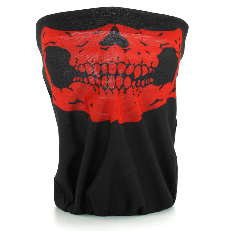 Printed Snood Face Mask - Skull Red