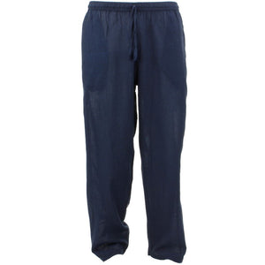 Pantalon népalais classique uni en coton léger - bleu