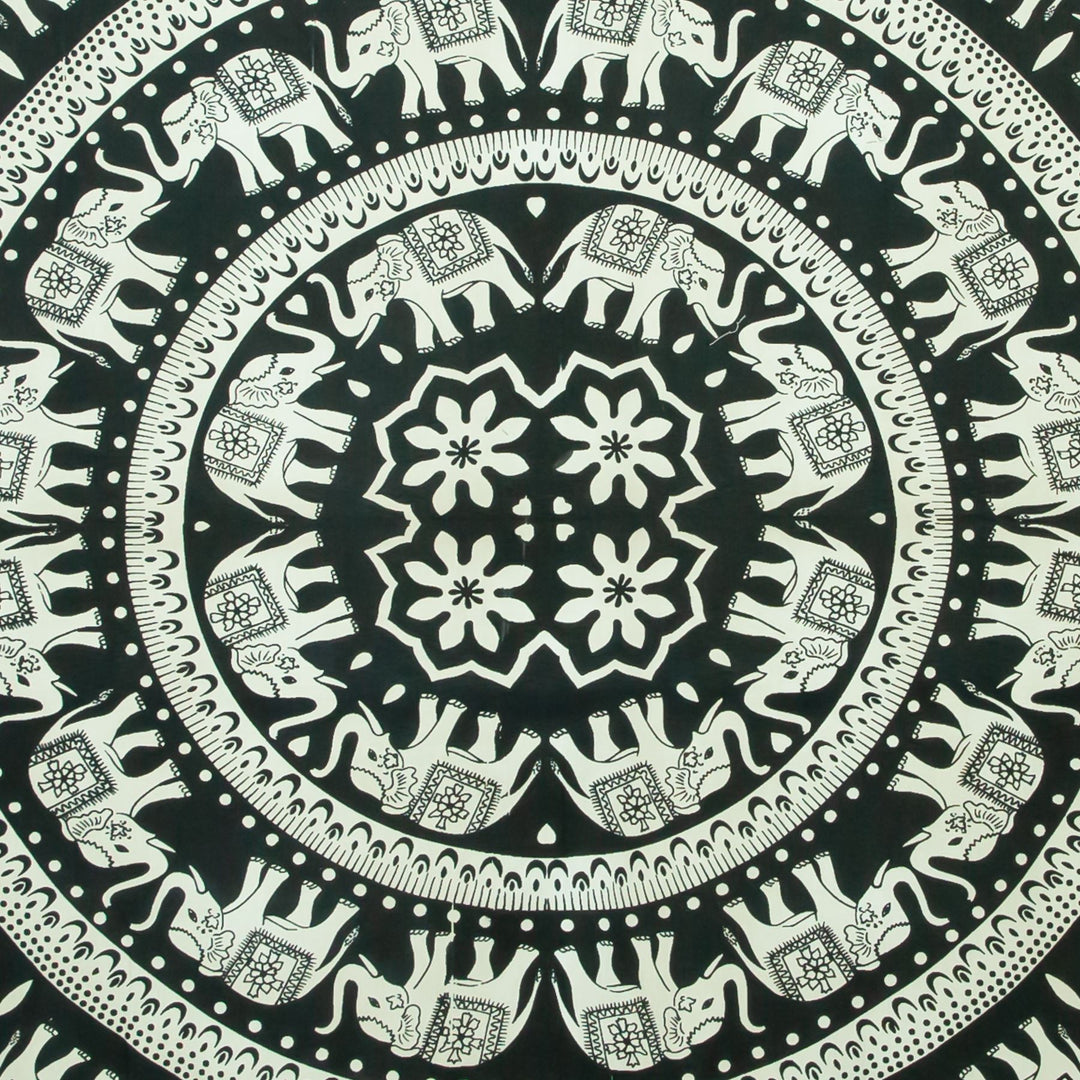 Block Printed Mandala Wall Hanging - Ebony