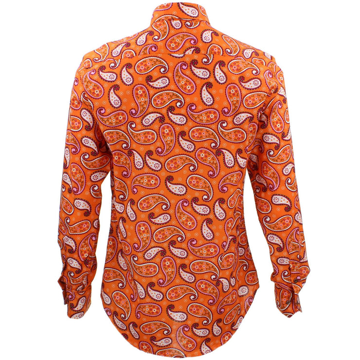 Tailored Fit Long Sleeve Shirt - Orange & White Paisley
