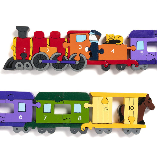 Handmade Wooden Jigsaw Puzzle - Number Train