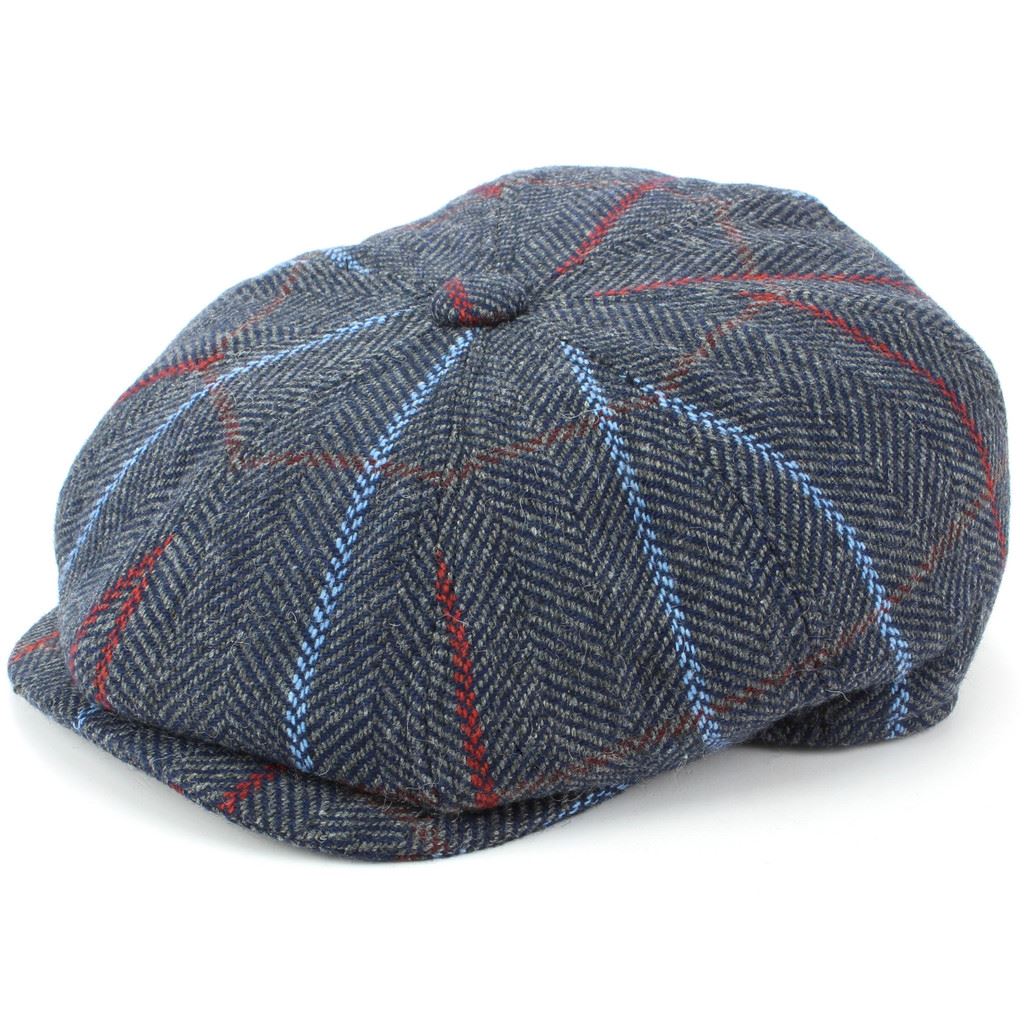 Tweed Peaky Blinders Gatsby Newsboy 8 Panel Flat Cap - Blue