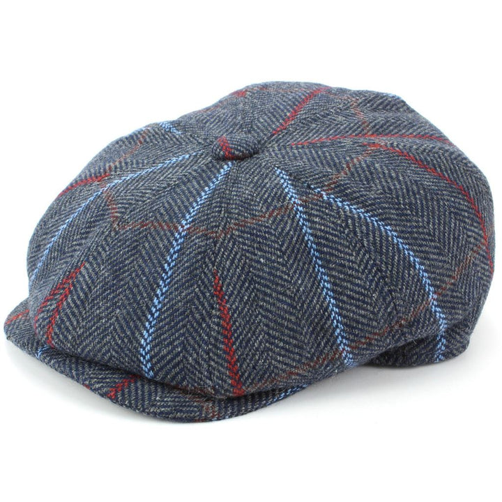 Tweed Peaky Blinders Gatsby Newsboy 8 Panel Flat Cap - Blue