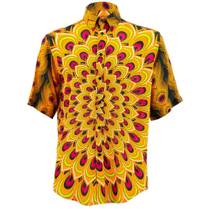 Kurzarmhemd mit normaler Passform – Pfauenmandala – Orangerot