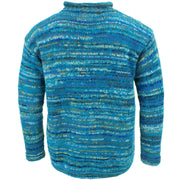 Chunky Wool Knit Space Dye Jumper - Sky Blue