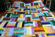Handmade Quilted Patchwork Batik Printed Bedspread