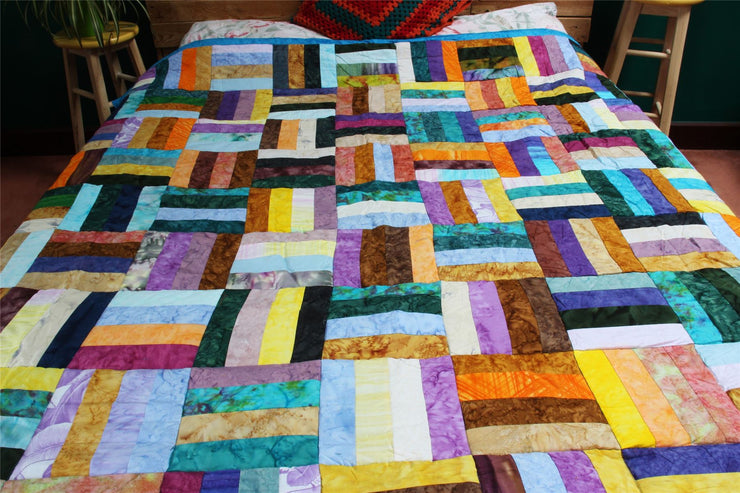 Handmade Quilted Patchwork Batik Printed Bedspread