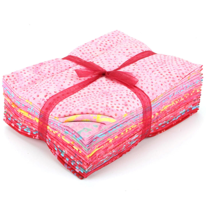 Cotton Batik Fat Quarter Pre Cut Fabric Bundle - Pinks & Reds