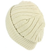 Fine Knit Beanie Hat with Super Soft Fleece Lining - Beige