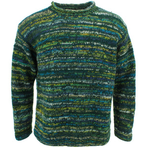 Grob gestrickter Space-Dye-Pullover aus Wolle – Kieferngrün