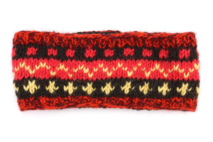 Hand Knitted Wool Headband  - 17 Red