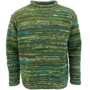 Grob gestrickter Space-Dye-Pullover aus Wolle – Krokodilgrün