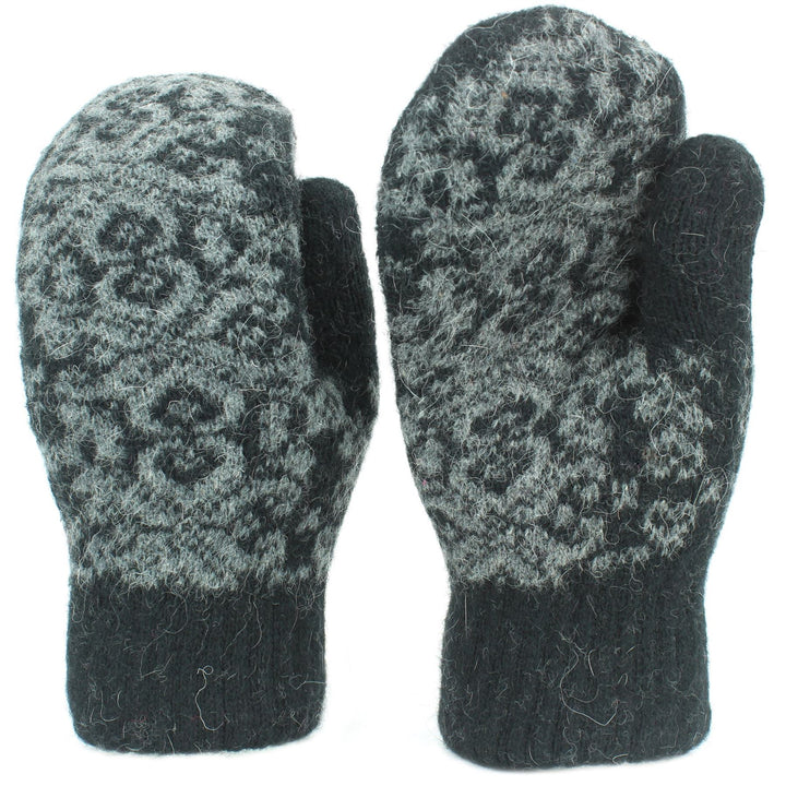 Wool Knit Mittens - Black