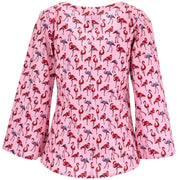 Wrap Top with Flared Sleeve - Flamingo Pink