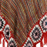 Granny Squares Crochet Poncho Long - Rainbow/Red