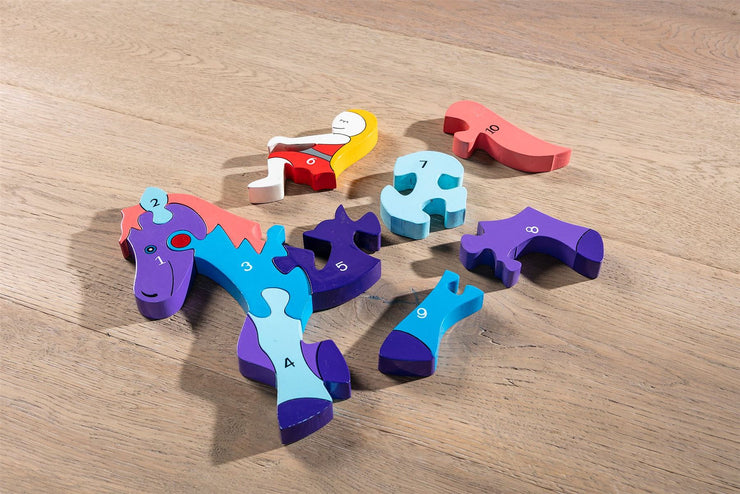 Handmade Wooden Jigsaw Puzzle - Number Horse