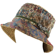 Ladies Mixed Fabric Cloche Hat with Textured Crown