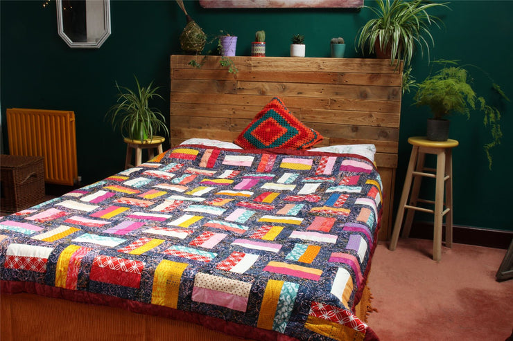 Handmade Quilted Patchwork Batik Printed Bedspread