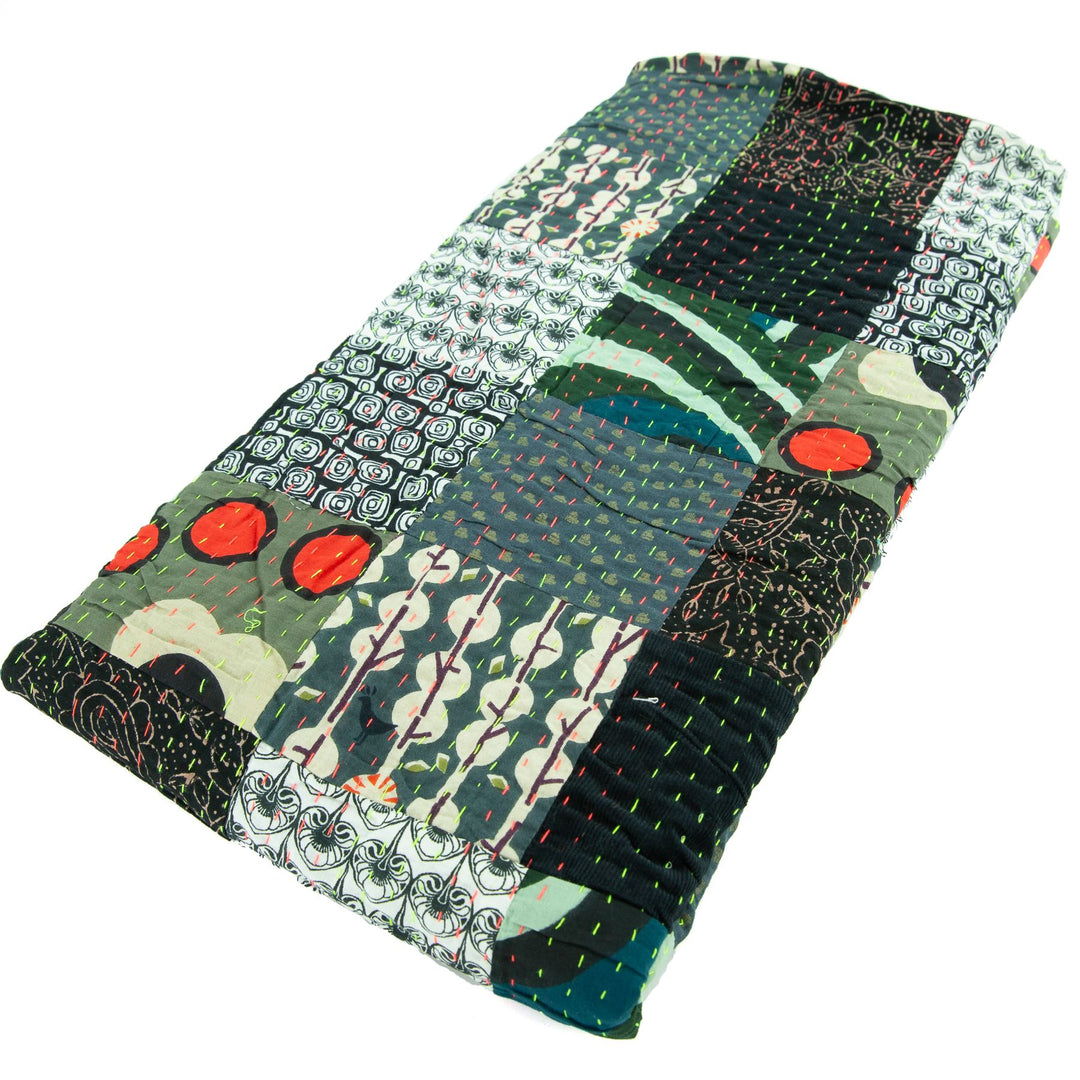 Handmade Patchwork Batik Printed Throw - Black Mix