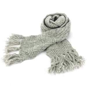 Chunky Wool Knit Scarf - Light Grey